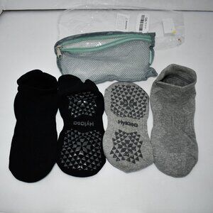 Hylaea Unisex Non-Slip Socks w Grip in Grey & Black Size: SM/MED NIP